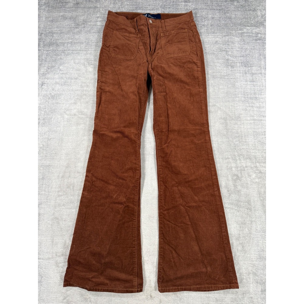 Gap Pants Womens 6/28R Brown Corduroy 70s Flare Mid Rise Patch Pocket Retro Boho